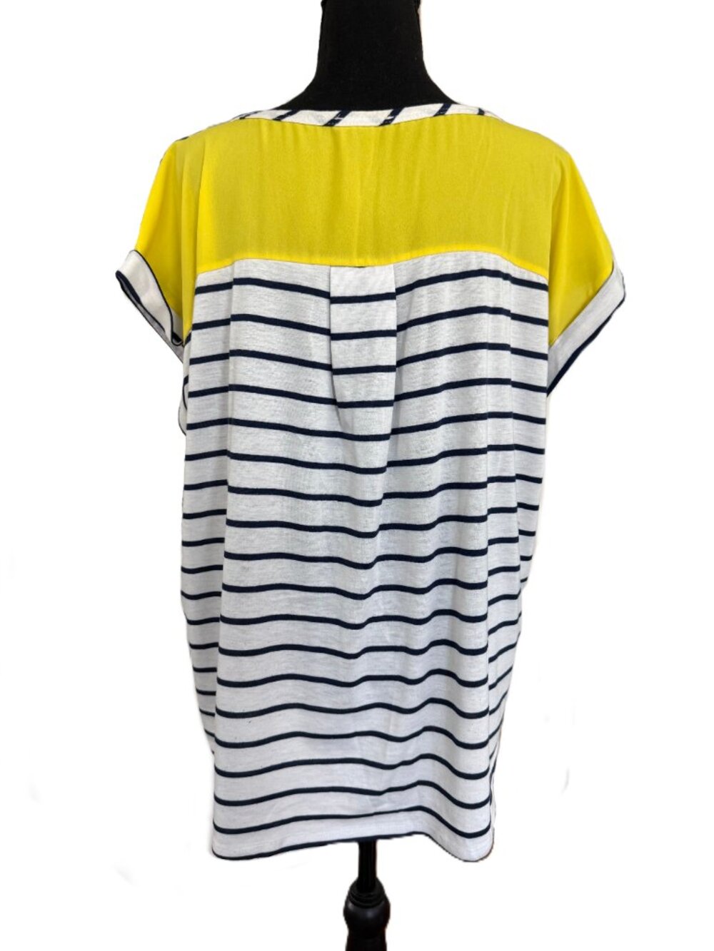 Papermoon | Colorblock Knit Top | Striped | White Blue Yellow | 1X - Picture 6 of 10